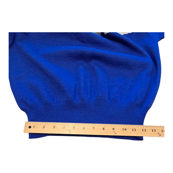 Profile Mens Vintage 80s Sweater Size Medium Red White Blue Colorblock Hong Kong - Picture 9 of 9